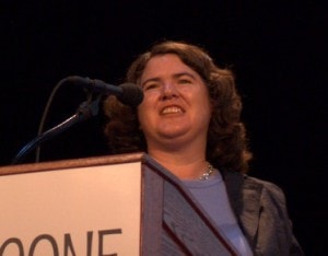 Photo by Colton Foote Becky McCray speaking at 140conf NYC