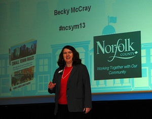 Becky McCray speaking at Norfolk County, Ontario, Canada