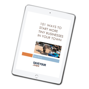 Cover of 101 Ways to Start More Tiny Businesses ebook shown on a tablet