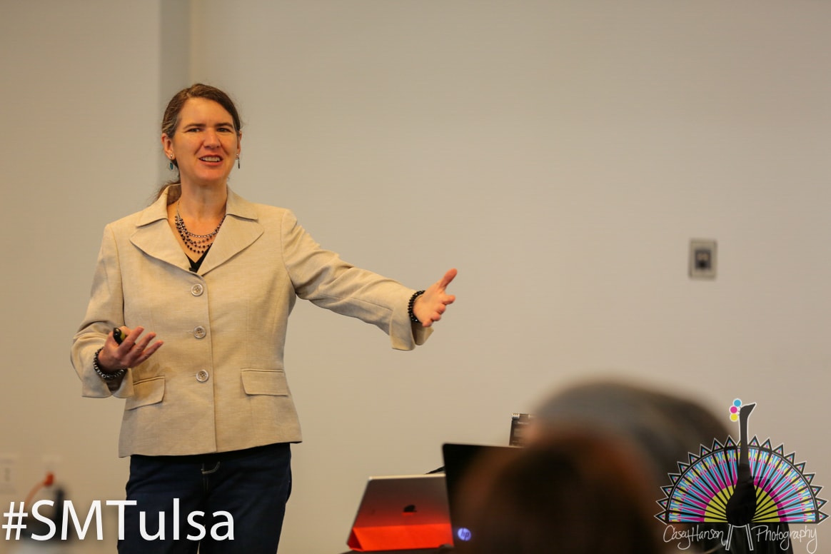 Becky McCray giving her fifth keynote for SMTulsa Conference