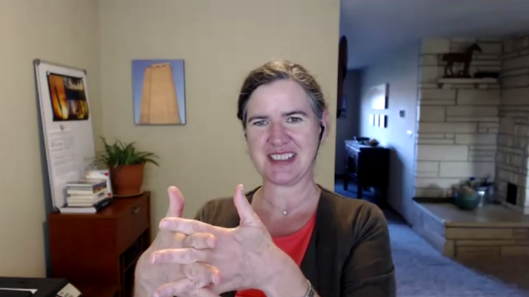 Becky McCray speaking from an open home office.