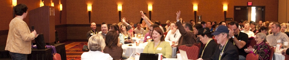 Getting audience reaction at the Social Media Breakfast at SXSW. Photo by Beverly Barrett